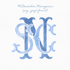 Custom Three Monogram Initial Letters, Three Monogram for Crest Design, Wedding Monogram, Wedding Logo, Custom Watercolor Wedding Crest