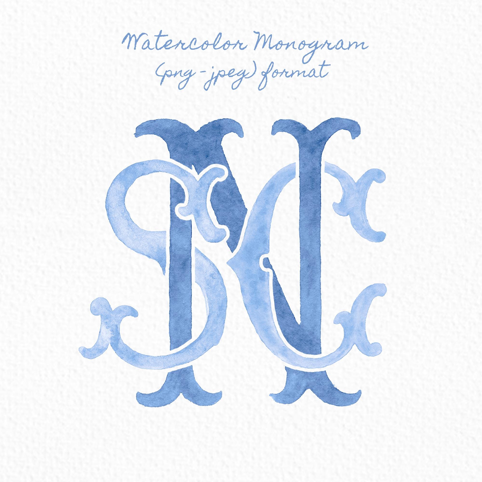 Custom Three Monogram Initial Letters, Three Monogram for Crest Design, Wedding Monogram, Wedding Logo, Custom Watercolor Wedding Crest