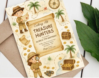 Treasure Hunt Birthday Invitation – Personalized Map Adventure (PDF & JPEG)