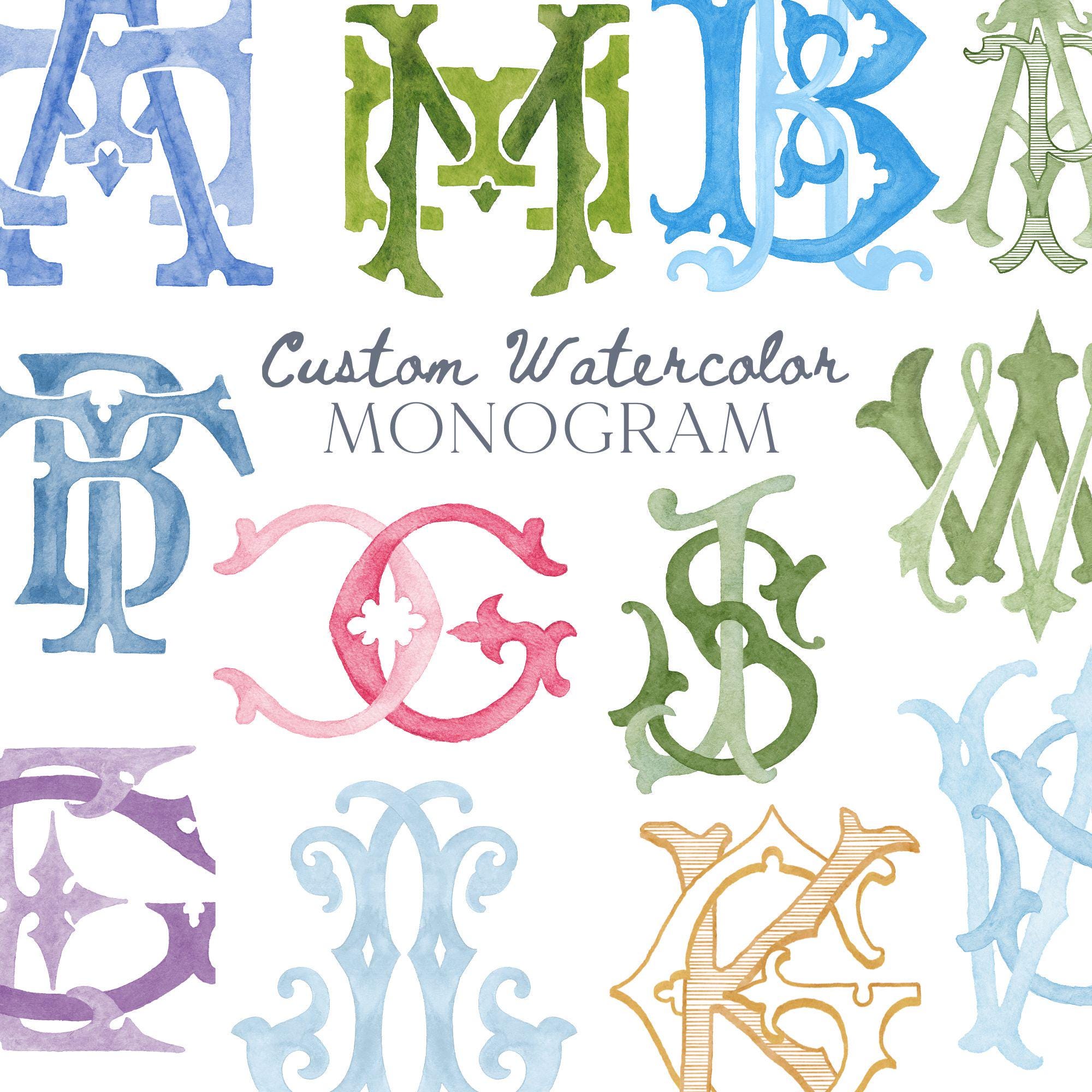 Custom Three Monogram Initial Letters, Three Two Monogram for Crest ...