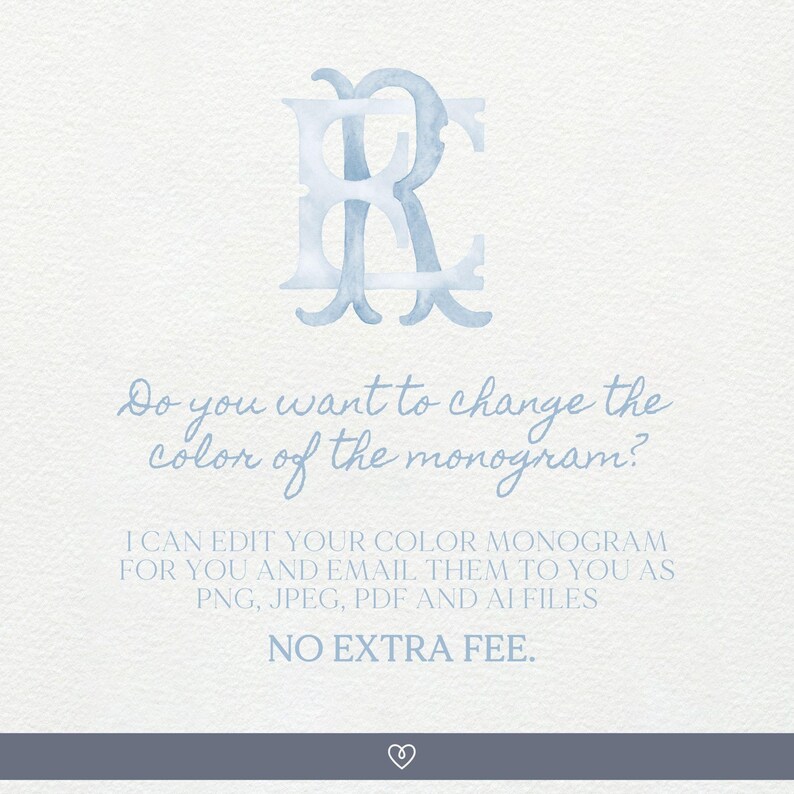 Wedded Monogram Interlocking Watercolor Wedding Monogram, ER-RE Classic Design (digital ...