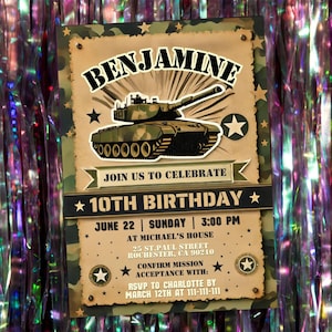 Editable Military Party Invitations, Army Birthday Invitation, Soldier Birthday Invitation, Military Invite, Invitation Template,