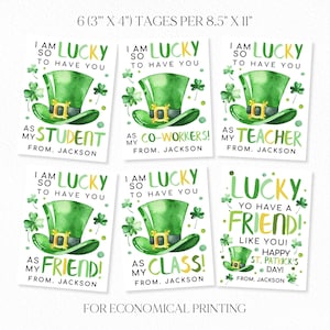 I Am So Lucky To Have You Gift Tag, St Patricks Day Favor Tags, Shamrock Treat Bag Tags Coworker Employee Staff Teacher Printable