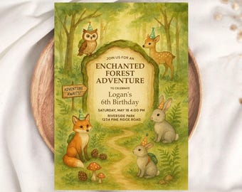 Adventure Forest Birthday Invitation – Personalized Camper Party (PDF & JPEG)