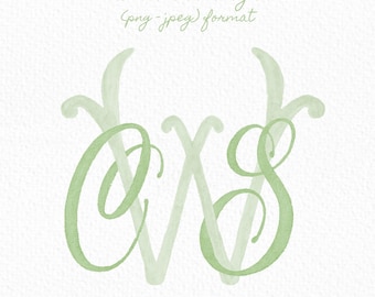 Custom Three Monogram Initial Letters, Three Monogram for Crest Design, Wedding Monogram, Wedding Logo, Custom Watercolor Wedding Crest