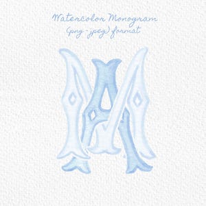 Custom Monogram Initial Letters, Monogram for Crest Design, Wedding Monogram, Wedding Logo, Custom Watercolor Wedding Crest