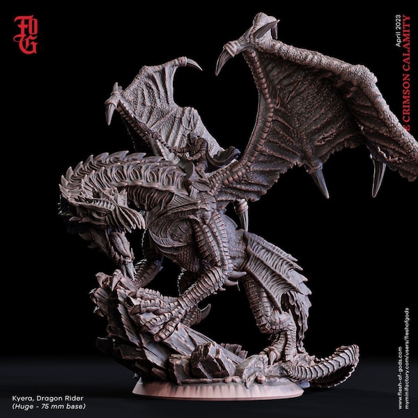 Kyera, Dragon Rider by Flesh of Gods | High Quality 3D Print | Tabletop RPG Miniature Figures