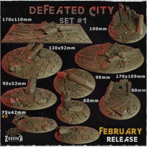 Defeated City | Miniature Bases | Zabavka Workshop | Tabletop RPG Miniature Figures