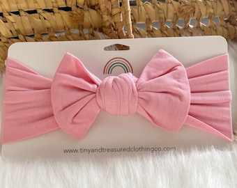 Bandeau de rêve en bambou rose, noeuds pour cheveux pour filles, noeuds pour bébé, noeud de noeud, noeuds pour bébé fille, cadeau pour nouveau-né fille, tenue de bébé fille, photo de nouveau-né