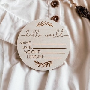 Letrero de madera para anunciar el nacimiento de tu bebé, letrero con el nombre del bebé, accesorio fotográfico para recién nacidos en el hospital, regalo para baby shower.