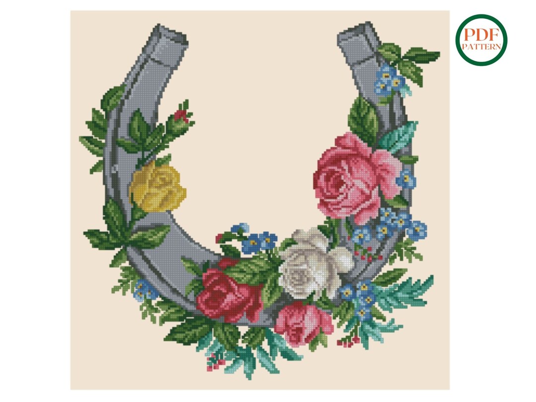 PDF Lucky Horseshoe Cross Stitch Pattern Easy Digital DIY Etsy