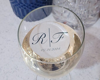 Wedding Drink Toppers Cursive font | Custom Monogram Drink Toppers | Engagement Drink Toppers | Edible Drink Toppers | Wafer cocktail Topper