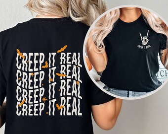 Creep it Real Shirt, Retro Halloween Shirt, Vintage Ghost Shirt, Funny Halloween Skeleton, Witch Shirt, Retro Spooky Season, Halloween Gift
