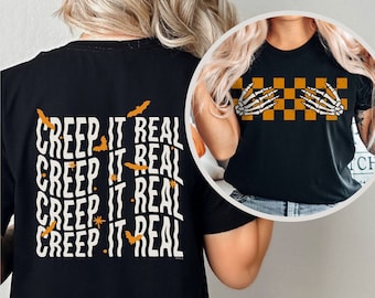 Creep it Real Shirt, Retro Halloween Shirt, Vintage Ghost Shirt, Funny Halloween Skeleton, Witch Shirt, Retro Spooky Season, Halloween Gift