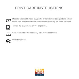 May include: Print care instructions for a garment. Machine wash cold, inside out, gentle cycle with mild detergent. Tumble dry low or hang dry. Cool iron inside out if necessary. Do not iron decoration. Do not dry clean.