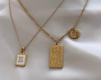 Zodiac\u0026letter Necklace Set Celestial 