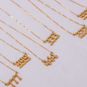 Gold Angel Number Necklace, Personalized Gift, Pearl Angel Number Necklace, 444 Necklace, 777 Necklace, 222 Necklace, 333 Necklace