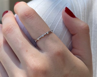 Dainty CZ Silver Ring, Minimalist Diamond Engagement Rings for Women, Wedding Rings Silver Pinky Ring, tiny thin ring, Dainty Ring for Her