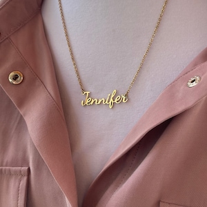 Name Necklace Gold, Nameplate Necklace 14k Solid Gold, Custom Name Jewelry, Gold Filled Name, Mama Necklace, Personalized Name Jewelry