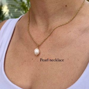 Baroque Pearl Pendant Necklace Gold Pearl Necklace Real Freshwater Pearls Dainty Gold Pearl Choker Necklace Bridesmaid Gift Layered Necklace