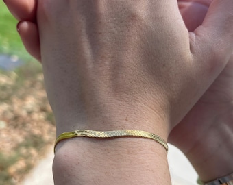 Dainty Snake Chain Bracelet, Herringbone Chain Bracelets, Dainty Bracelet Gold, Jewelry Gift for her him