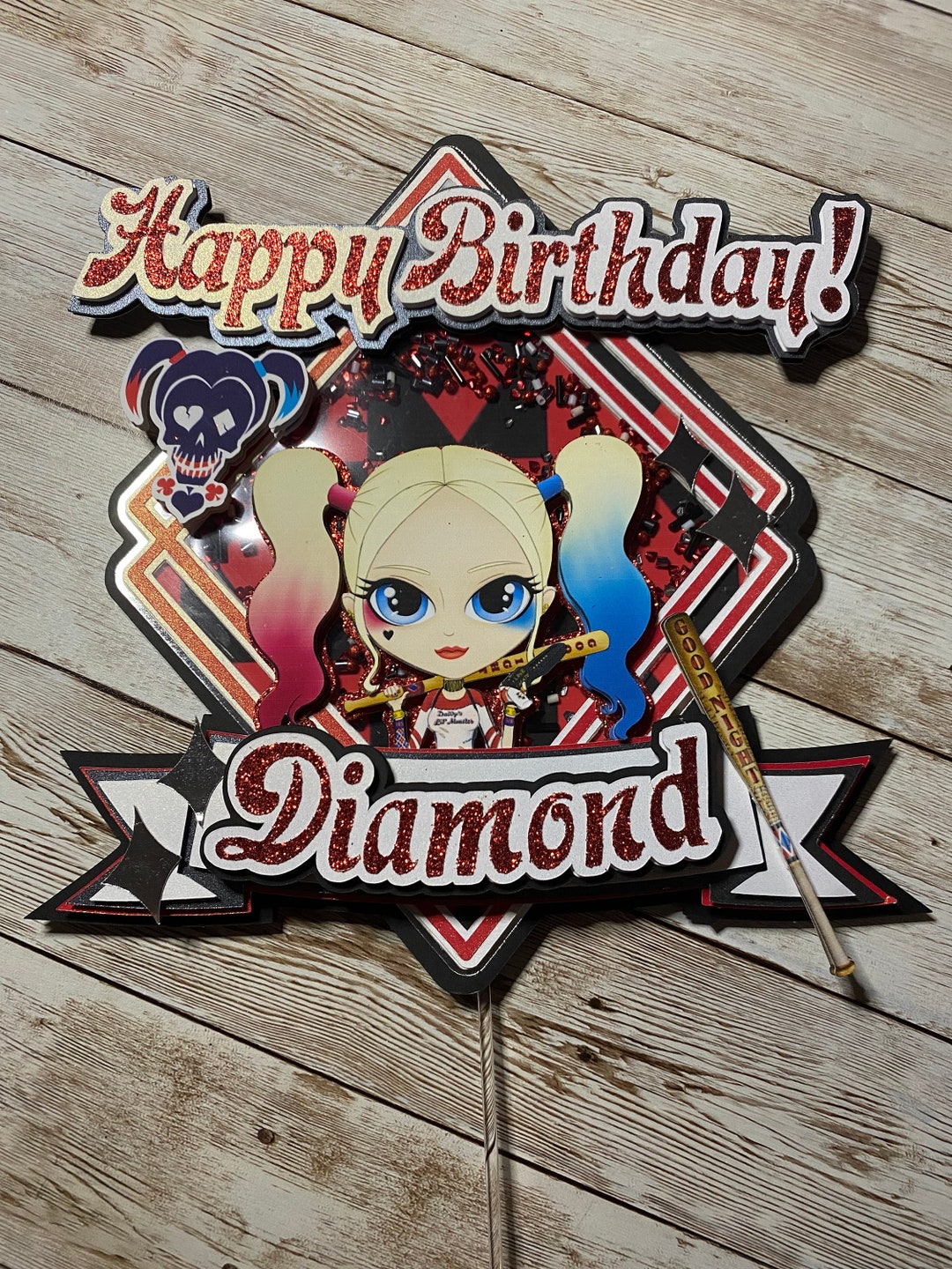 Harley Quinn Cake Topper Harley Quinn Party Decorations Etsy