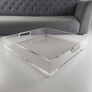 Handcrafted Ottoman Tray Clear Large Acrylic Tray Clear Perspex Acrylic Modern Home Decor Serving Tray image 2