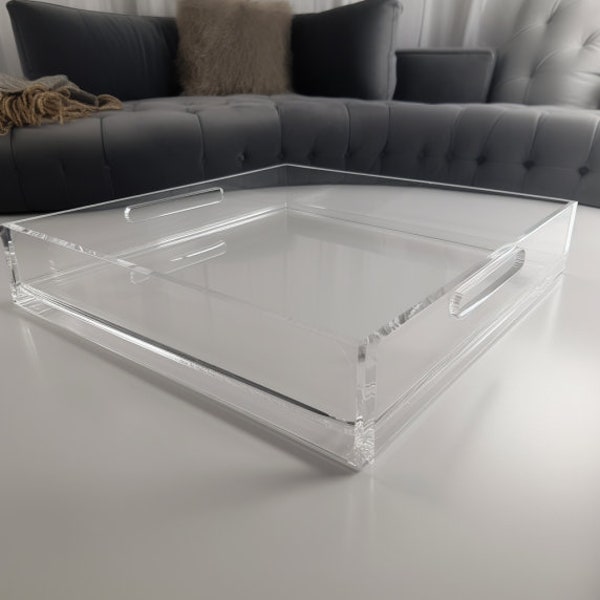 Handcrafted Ottoman Tray | Clear Large Acrylic Tray | Clear Perspex Acrylic|  Modern Home Decor  |  Serving Tray