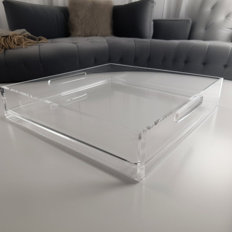 Handcrafted Ottoman Tray Clear Large Acrylic Tray Clear Perspex Acrylic Modern Home Decor Serving Tray zdjęcie 1