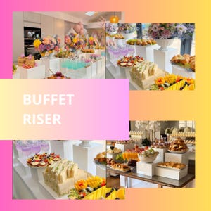 Premium set of 6 Pcs Acrylic Food Risers for Buffet，White Riser Stand,Food Display Stands, Acrylic Display Riser, White Acrylic Cubes