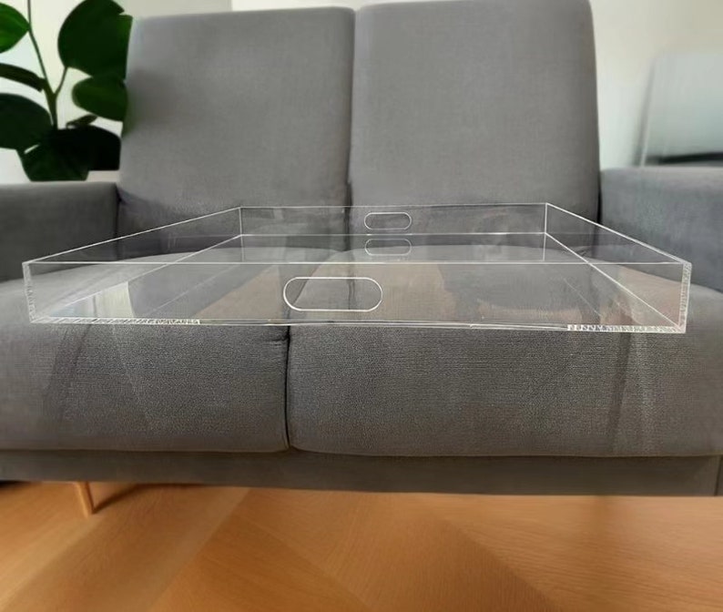 Handcrafted Ottoman Tray Clear Large Acrylic Tray Clear Perspex Acrylic Modern Home Decor Serving Tray imagem 3