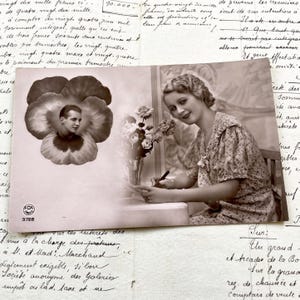 1940s - French Romantic Postcard – Love Couple RPPCs – Valentine Ephemera