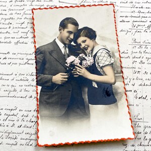 1940s - French Romantic Postcard – Love Couple RPPCs – Valentine Ephemera