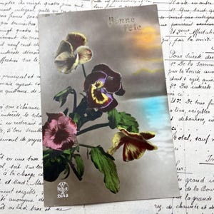1910年代 - 小さな花と「Bonne fête（ボンヌ・フェット）」という言葉が書かれたポストカード