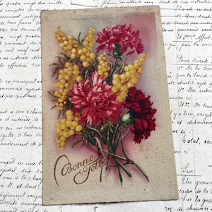 Anni '30 - Cartolina con un bellissimo mazzo di fiori - Cartolina francese d'epoca