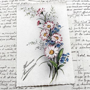 1960s - Postcard with a beautiful bouquet of flowers - Vintage French Postcard