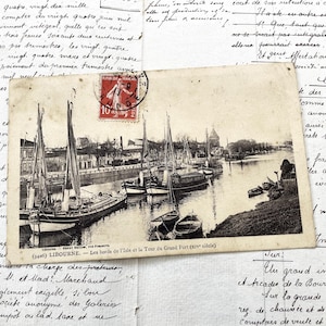 Années 1910 - Carte postale française du port de Libourne dans le sud-ouest de la France