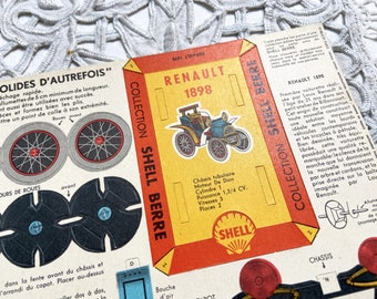 1959 Vintage French Advertising For Shell Cardboard Models Etsy