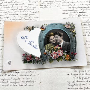 1940s - French Romantic Postcard – Love Couple RPPCs – Valentine Ephemera