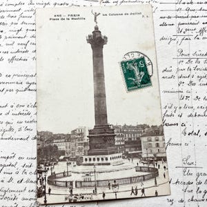 Década de 1900 - Cartão postal de Paris - Place de la Bastille e a Coluna de Julho - Cartão postal vintage de Paris