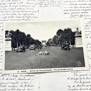 Década de 1930 - Postal de París - Avenida de los Campos Elíseos - Tarjeta vintage de París - Postal francesa de principios del siglo XIX