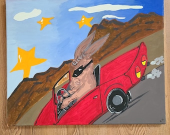 Hollywood Rabbit, painting on Canvas (20"x16")