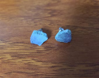 Amethyst Crystal Earrings with Silver Trim (5/8"x3/8")