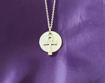 Silver ankh charm cluster