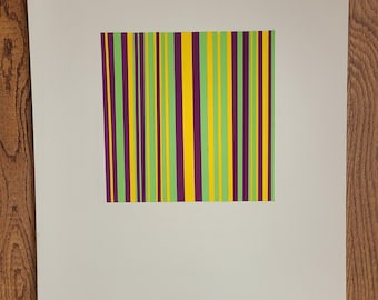 Stripes (Purple, yellow, green) paper abstract 11"x14"