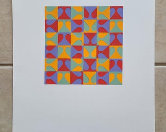 Hearts (red, purple, green, orange) paper abstract 11"x14"