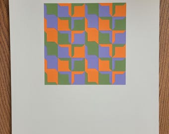 P.O.G. (Purple, orange, green) paper abstract 11"x14"