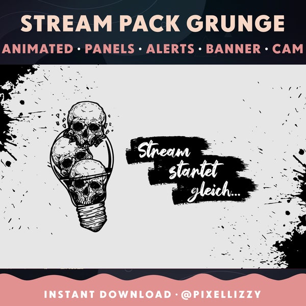 Twitch Overlay Paket | GRUNGE | animierte Szenen