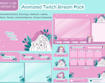 Twitch Overlay Pack | SELFLOVE | animated scenes