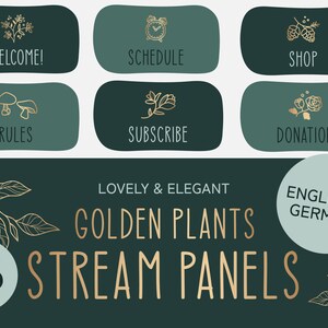 Twitch Panels | English & German | GOLDEN PLANTS | 2 colors